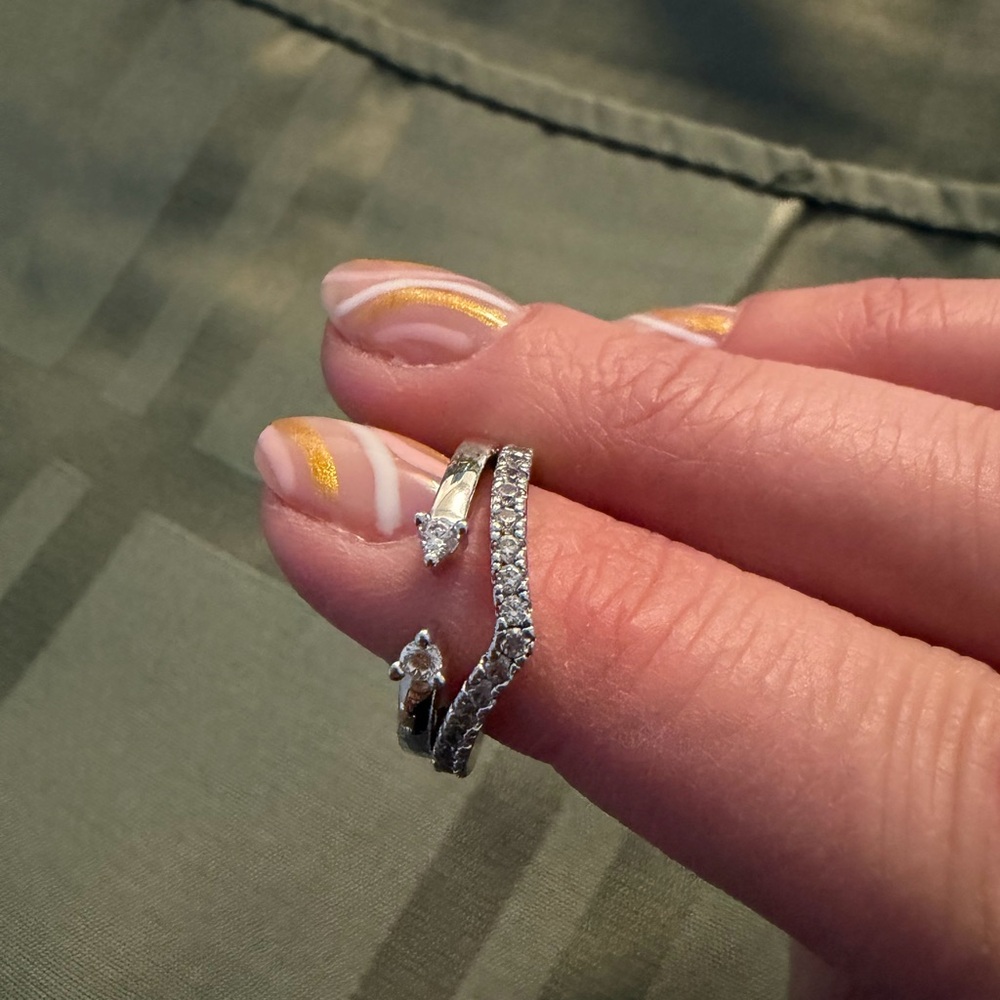 Sterling Silver & CZ Stacking Set - size 5